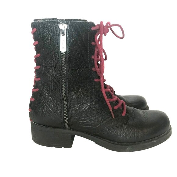 Sam Edelman Black Leather Ankle Boots Side Zip Womens 7 Whimsigoth Grunge - Picture 1 of 11